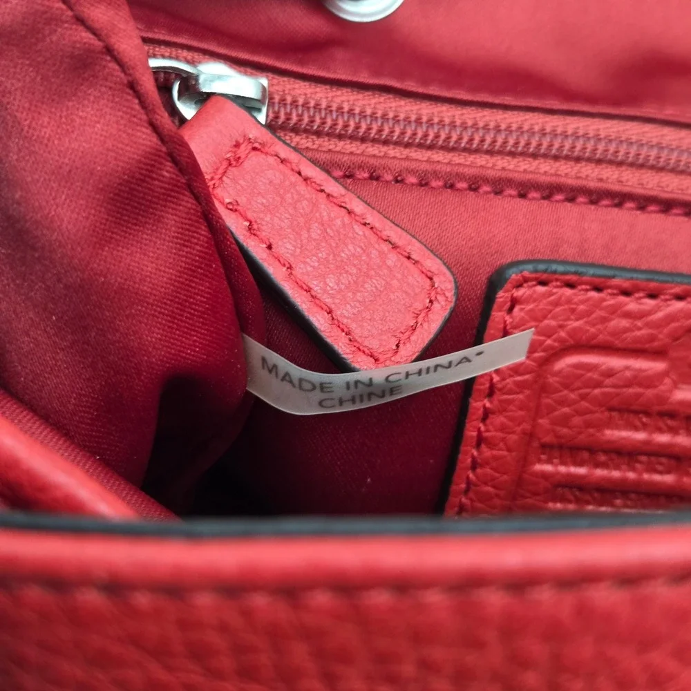 Coach Park Mini Backpack Red Pebbled Leather Turnlock F24385 Classic Drawstring